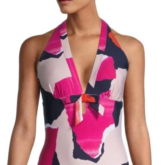 NWT DKNY Halter One Piece Swimsuit Abstract Print - Picture 13 of 14